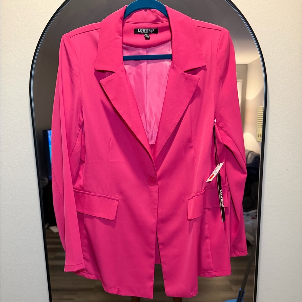 Hot Pink Single-Button Blazer